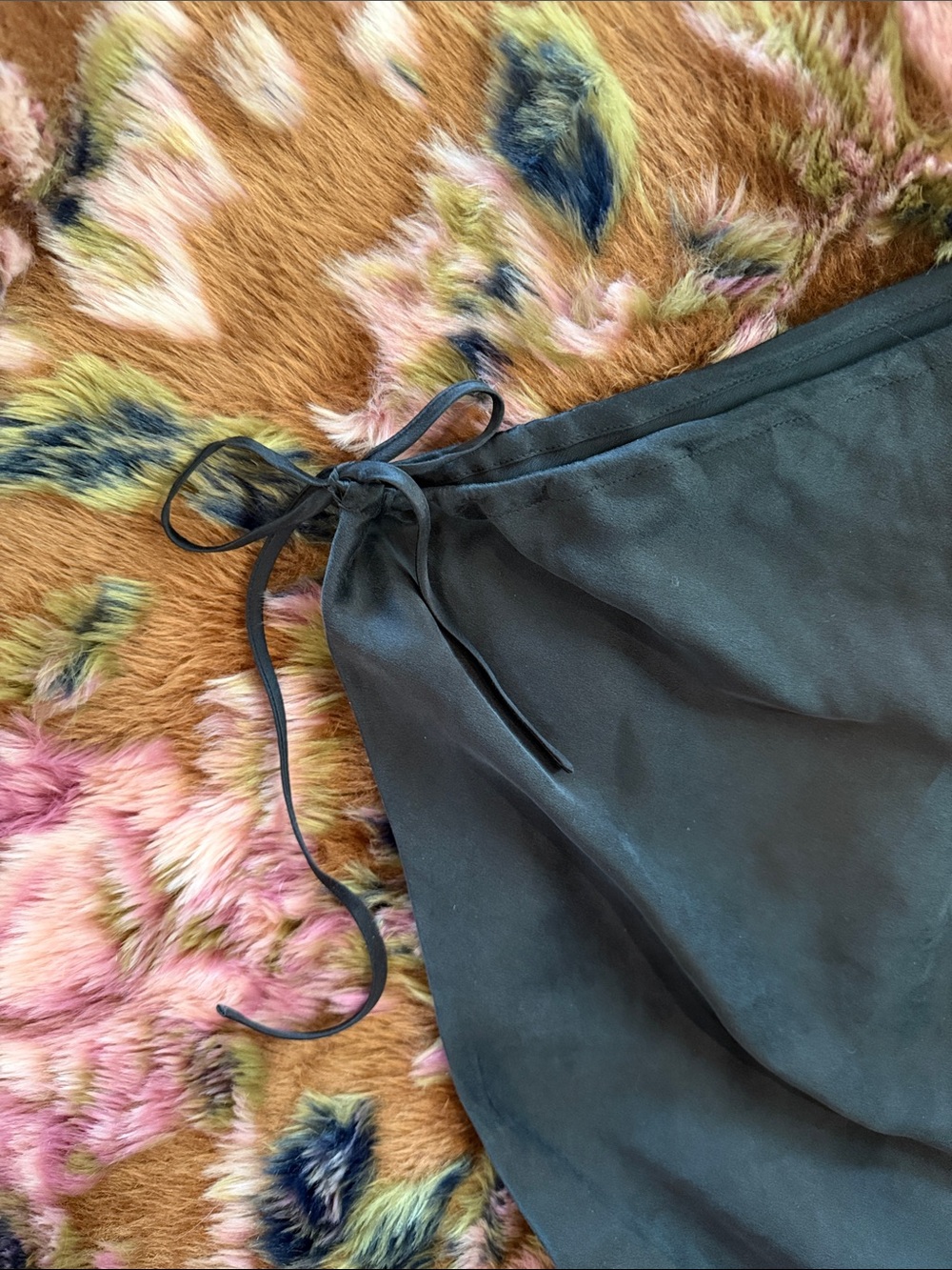 Moda International Black Silk Slip Skirt with Lace Trim Size Medium - Picture 2 of 7